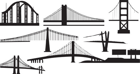 Fototapeta premium Black A silhouette of bridges