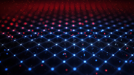 Fototapeta premium Glowing neon grid with red and blue lights creating futuristic pattern