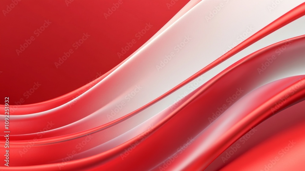 Poster a red and white striped background with a red wave