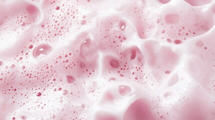 Close-up view of pink foam bubbles featuring intricate macro textures, creating a soft and abstract background design.