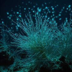 Fototapeta premium Sea sparkle refers to the bioluminescent glow produced by certain types of plankton, such as dinoflagellates, when they are disturbed.