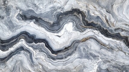 Fototapeta premium Monochrome gray abstract marble texture showcasing flowing waves and elegant stains in a fluid acrylic art design with intricate patterns.