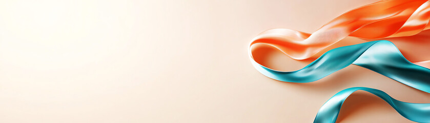 Obraz premium Colorful ribbons flow gracefully across soft background.