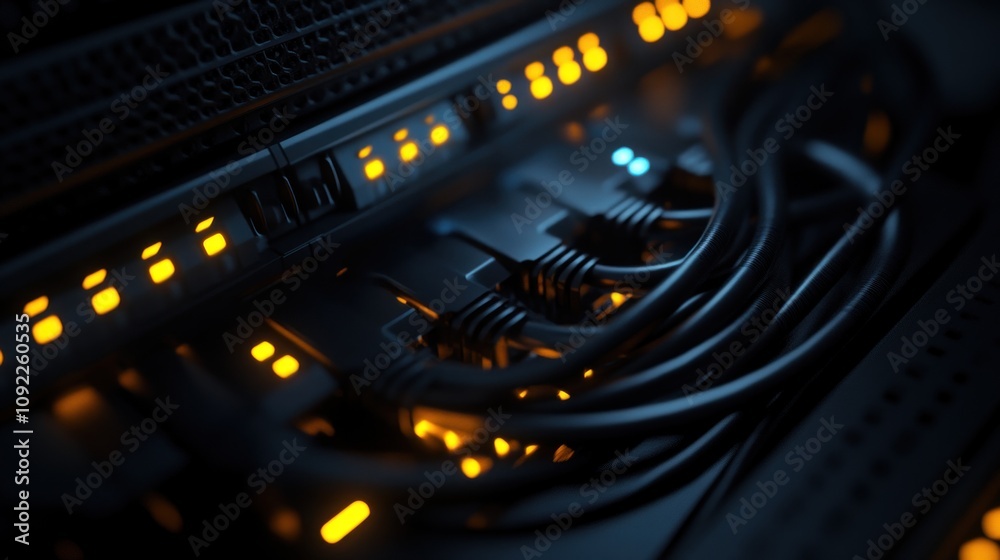 Poster network server cables illuminate dark data center
