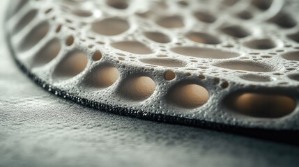 Close-up view of a self-repairing material showcasing its intricate porous structure, highlighting its innovative design and durability for extended product lifespan.
