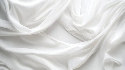 Obraz premium Softly draped white fabric creating a smooth, minimalist backdrop perfect for design projects, printing, or elegant presentations.