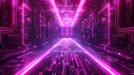 Neon Circuit Abstract 3D Background