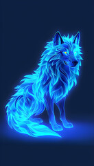 Naklejka premium Fantasy Glowing Wolf in Blue Light