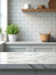 Kitchen with a marble countertop