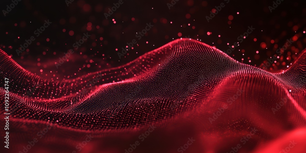 Aufkleber digital shield data visualization in abstract red waves virtual environment infographic design cyber