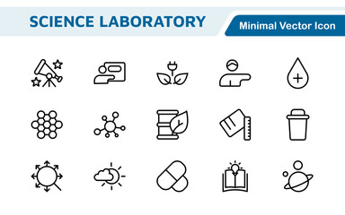 Science Icon Set. Iconl for Chemistry, Biology, Physics, Astronomy, Lab Projects, Research, Academic, Scientific Research, Laboratory Work, Academic Studies, Experiments, and STEM Education