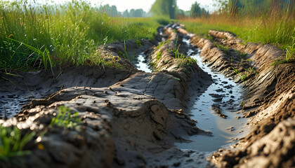 Naklejka premium Freshly churned wet mud texture