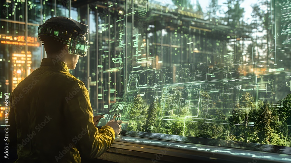 Poster a professional developing 3d holographic visuals of green logistics while 2d animated delivery route
