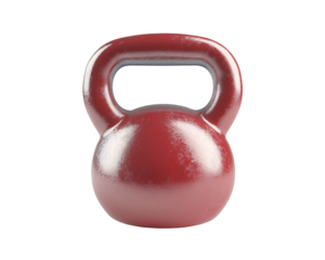 a red kettlebell with a white background