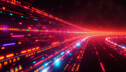 Obraz premium Red, Yellow, and Orange Curved Digital Numbers in Motion