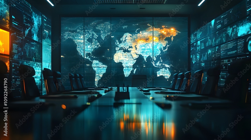 Aufkleber a brainstorming session discussing 3d glowing visuals of global conservation projects, with 2d anima