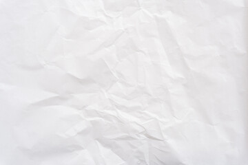 Top view and full frame of wrinkled or crumpled white stencil paper texture used for wrinkled or crumpled white paper background texture in decorative art work