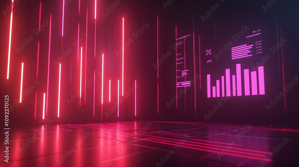 Poster A minimalist corporate environment with 3D glowing KPIs and 2D progress bars showing project advancements. 4k resolution, Cinematic Scene