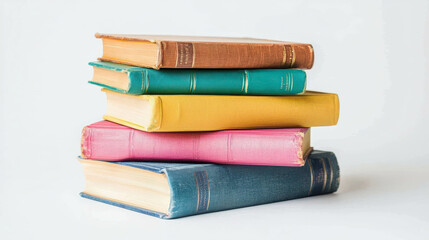 Naklejka premium A Vibrant Stack of Colorful Books in Various Sizes and Shapes Perfect for Educational or Aesthetic Use in Design and Decoration Projects