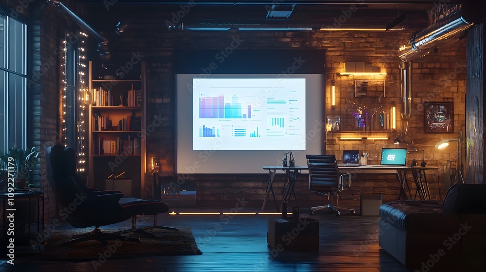 Poster A workspace with a 3D holographic whiteboard projecting team goals and 2D visual reminders of deadlines. 4k resolution, Cinematic Scene