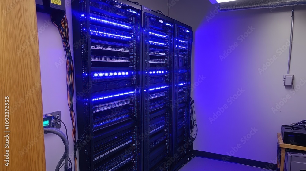 Poster Illuminated Server Racks In A Modern Data Center