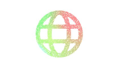 Icon globe is made up of LED square shapes. There are bright diodes and there are black dead diodes