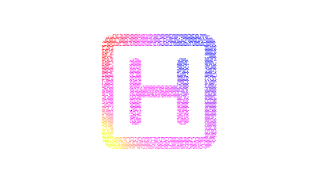 Icon h square is made up of LED square shapes. There are bright diodes and there are black dead diodes