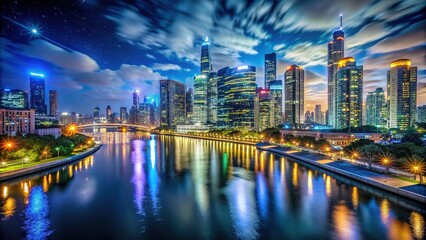 Fototapeta premium Exploring the city's nocturnal beauty through the lens.