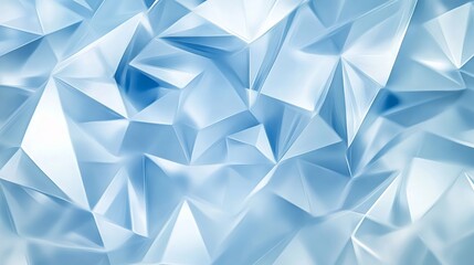 Fototapeta premium Light blue abstract background featuring translucent triangles in geometric patterns for modern graphic design and creative projects