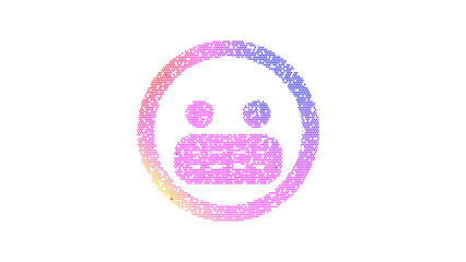 Icon grimace is made up of LED square shapes. There are bright diodes and there are black dead diodes