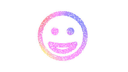 Icon grin is made up of LED square shapes. There are bright diodes and there are black dead diodes