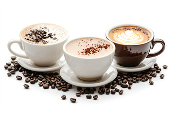 Fototapeta premium Coffee varieties and preparation methods cafe setting beverage photography warm atmosphere close-up flavor exploration