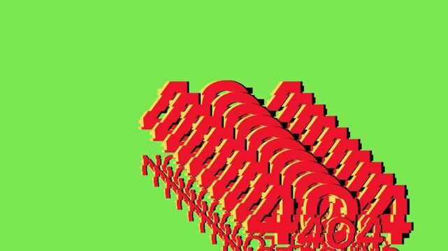 404 error sign template video. Motion graphic. Green screen.