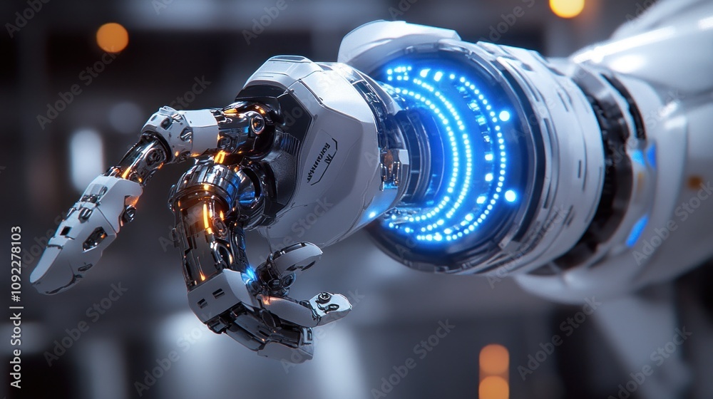 Poster Advanced Robotic Arm Showing Technological Innovation