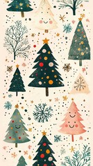 Obraz premium Festive Christmas Trees Winter Wonderland Design