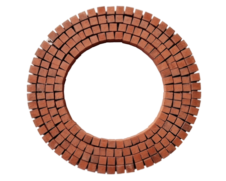 a circular brick frame with a white background