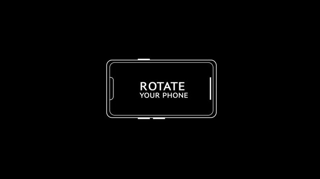 Turn you Smart Mobile phone rotate device screen, Phone flip sign, Phone rotation from vertical to horizontal on black. portrait to landscape animation Phone Rotation animation. for Better Experience.