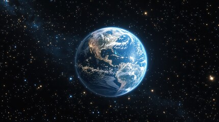 Obraz premium Earth in space and glowing internet icons