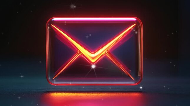 3d email icon minimalistic and modern style transparent isolated in dark background