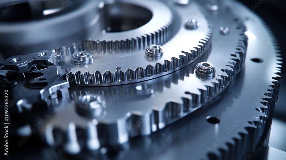 Poster precise metal gears interlocking complex machinery