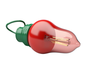 a red and green light bulb