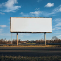 A large blank billboard standing on the side of a highway