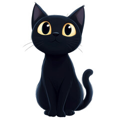 Adorable Black Kitty: A digital painting of a cute black cat with big, expressive eyes, sitting and looking up.