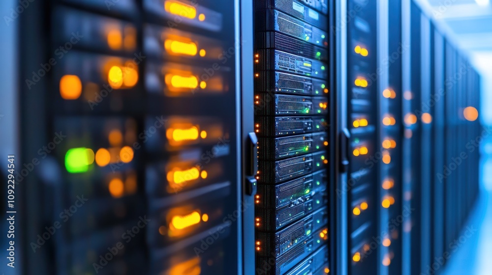 Aufkleber Illuminated Server Racks In A Modern Data Center