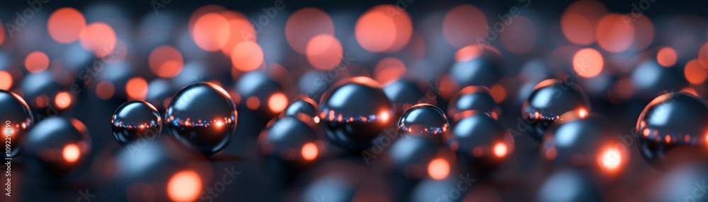 Poster abstract close-up of glossy spheres reflecting vibrant colors, creating a mesmerizing and dynamic vi
