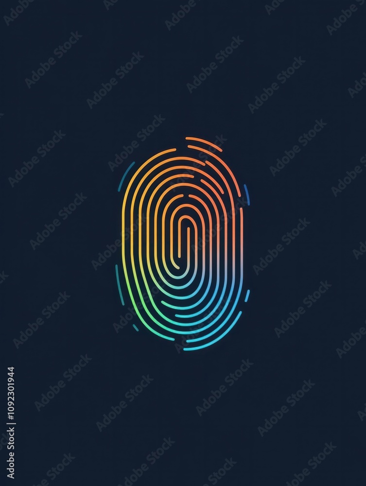 Poster fingerprint multi color style icon. simple thin line, outline of internet things icons for ui and ux