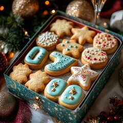 New Year's gifts, sweets, chocolate, donuts.