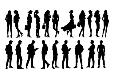 Fototapeta premium Business People Silhouettes Modest Collection Scale Figures