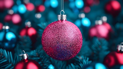 Sparkling Holiday Ornaments on a Christmas Tree
