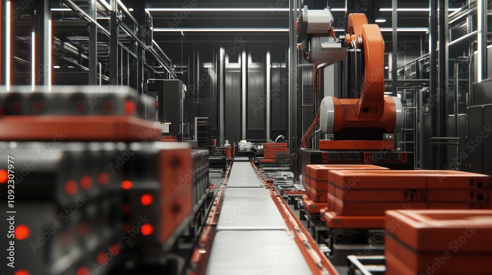 Poster Automated Factory Assembly Line Robotic Arm System